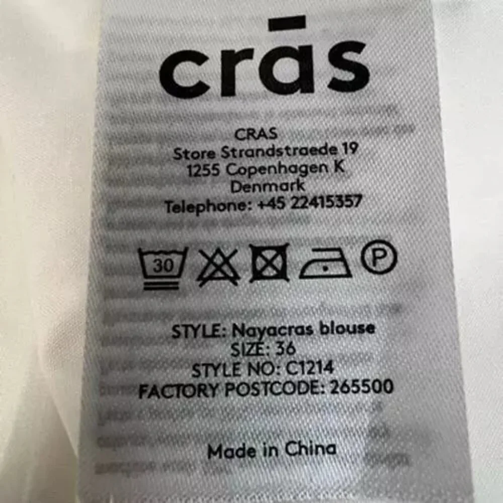 CRAS Denmark Nayacras Women Blouse Ebroidered Collar Shirt Top White size 36 - Picture 6 of 12